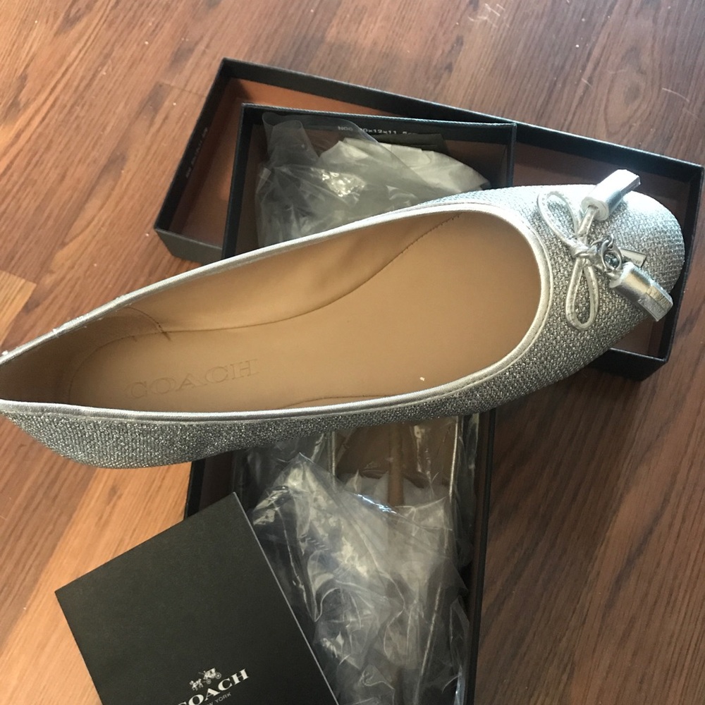 Coach silver ballet flats NIB 8 1/2